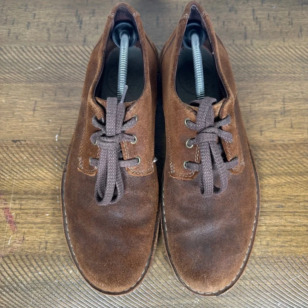 Clarks Shoes Mens 11.5 Brown Suede Plain Toe Derby Oxford Lace Up Casual Dress